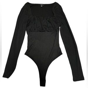 IRIS Black Ribbed Bodysuit Size S